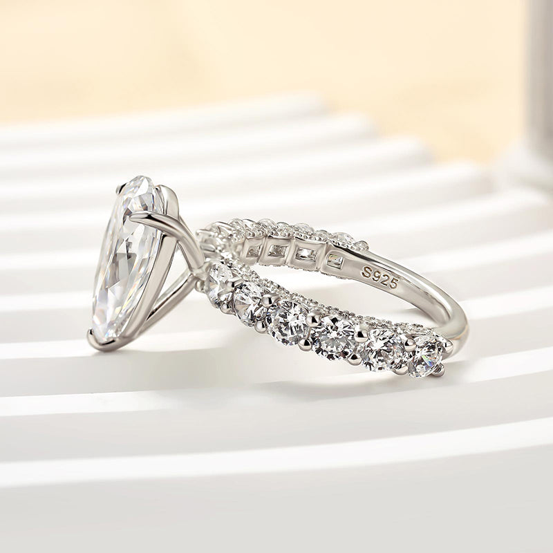 Louily Luxurious Pear Cut Engagement Ring In Sterling Silver - louilyjewelry