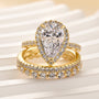 Louily 3PC Classic Halo Pear Cut Wedding Ring Set With Eternity Wedding Bands - louilyjewelry
