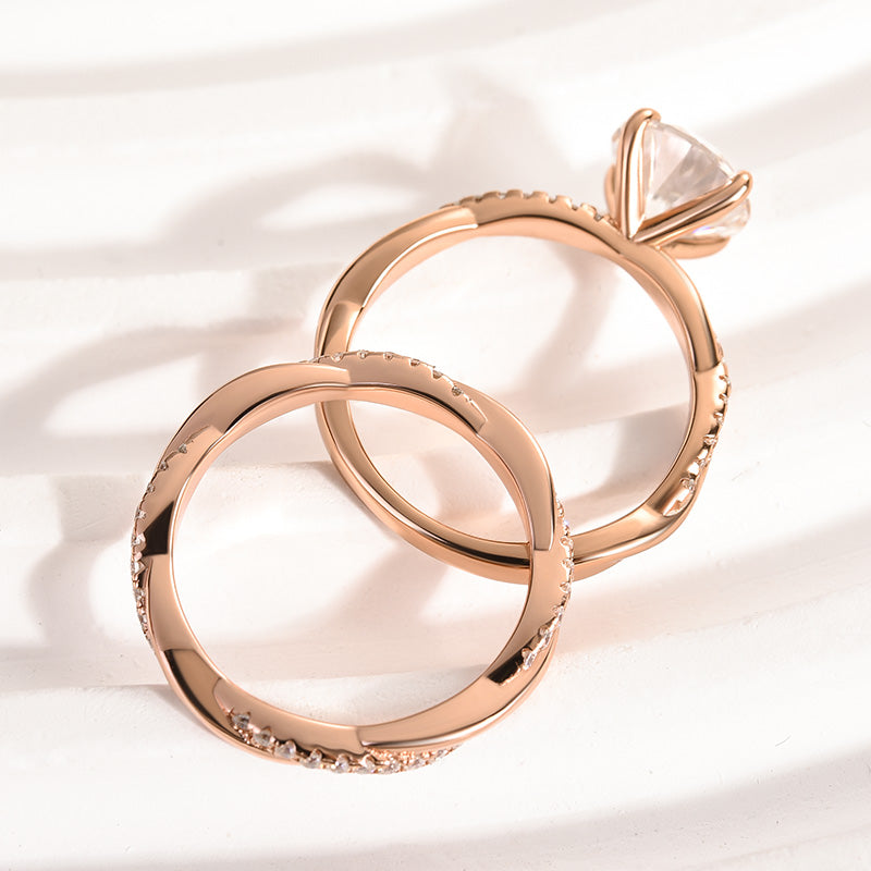 Louily Moissanite 2.0 Carat Round Cut Twist Wedding Ring Set - louilyjewelry