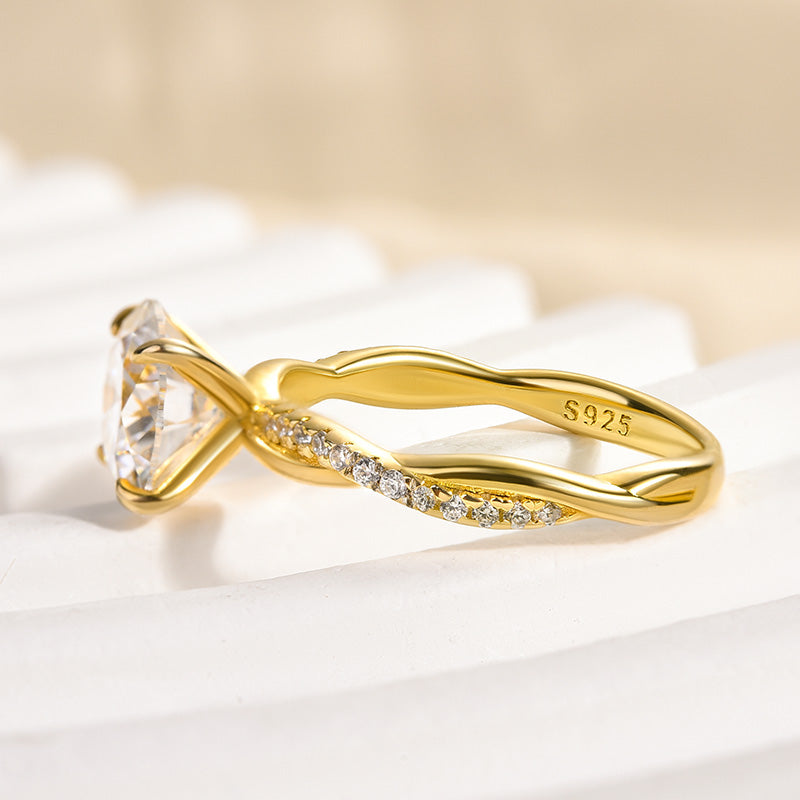 Louily Twist Moissanite 2.0 Carat Round Cut Promise Ring - louilyjewelry