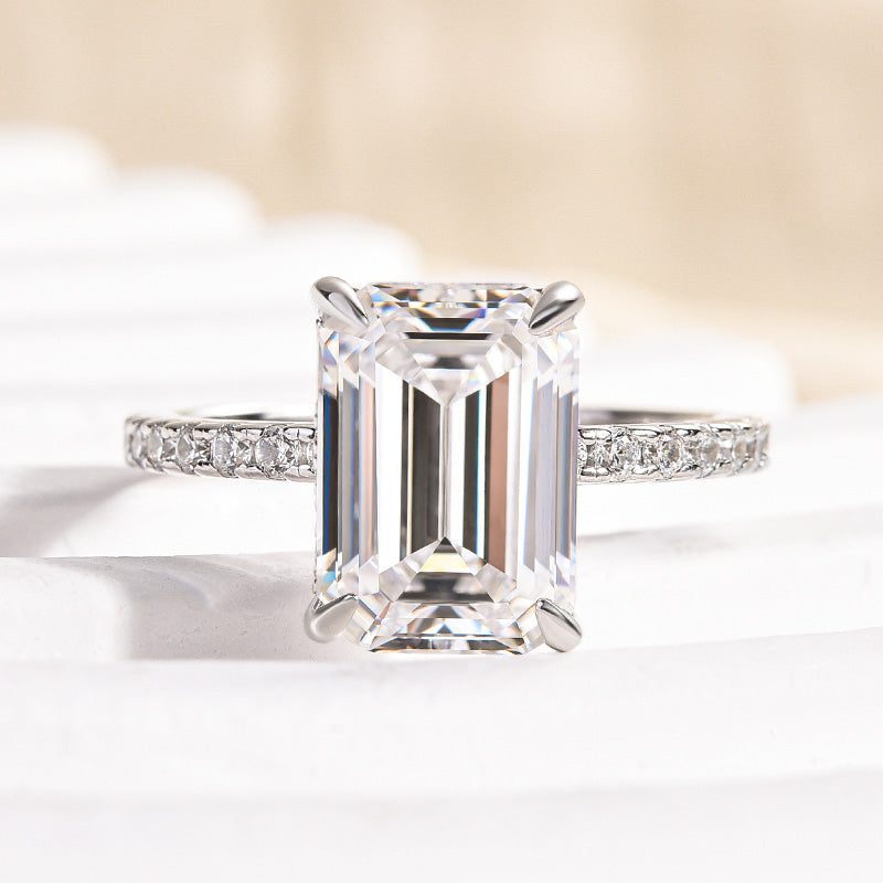 Louily Moissanite 3.5 Carat Emerald Cut Engagement Ring - louilyjewelry