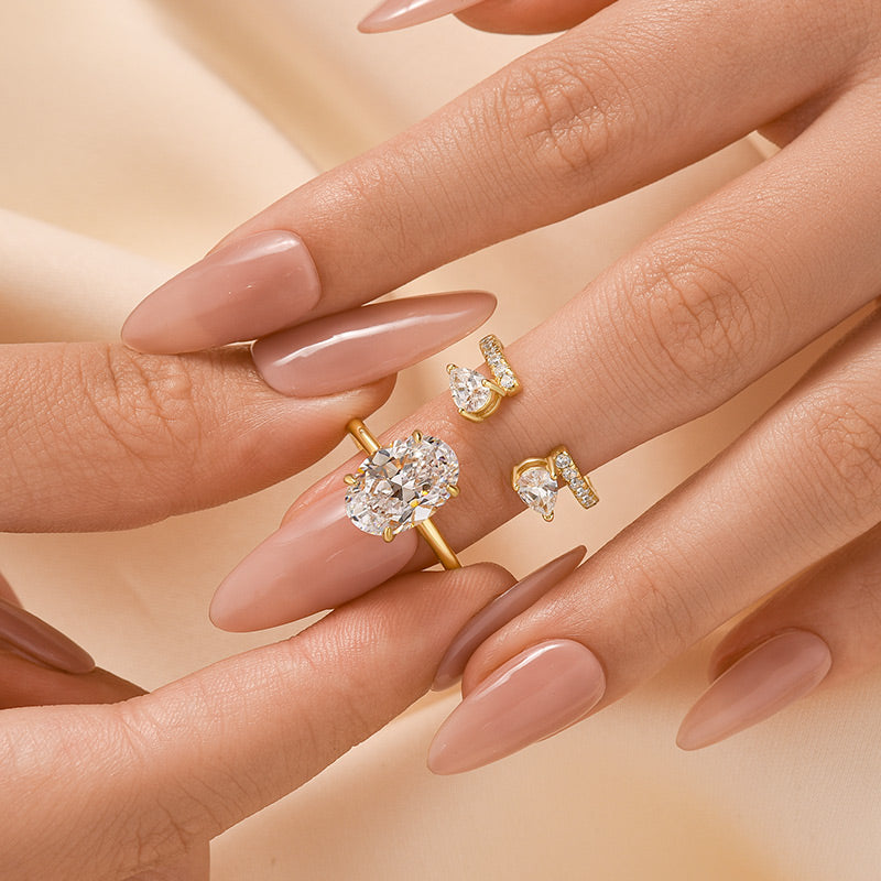 4.5 Carat Oval Cut Insert Wedding Ring Set For Women - louilyjewelry