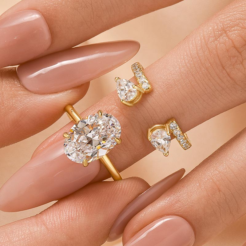 4.5 Carat Oval Cut Insert Wedding Ring Set For Women - louilyjewelry