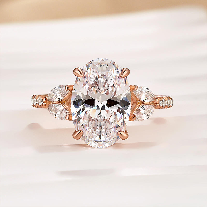 Louily Sparkle Five Stone Yellow Gold Oval Cut Engagement Ring In Sterling Silver - louilyjewelry