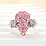 Louily Lovely Pink Stone Pear Cut Three Stone Engagement Ring - louilyjewelry