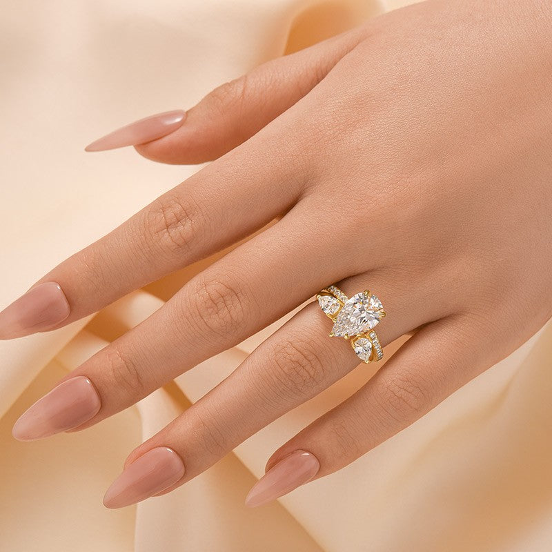 4.0 Ct Pear Cut Insert Wedding Ring Set In Sterling Silver For Women - louilyjewelry