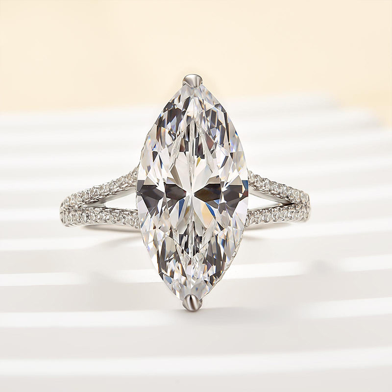 Louily Exquisite Split Shank Marquise Cut Engagement Ring - louilyjewelry
