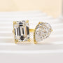 Louily Unique Double Stones Design Emerald Cut & Pear Cut Engagement Ring - louilyjewelry