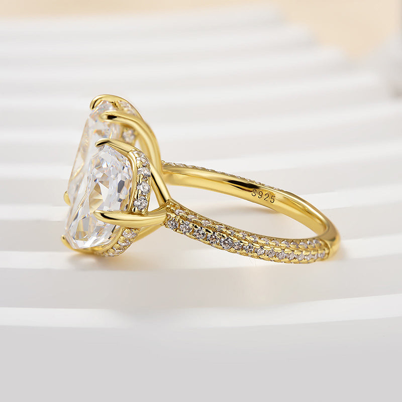 Louily Unique Double Stones Design Emerald Cut & Pear Cut Engagement Ring - louilyjewelry