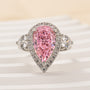 Louily Beautiful Pear Cut Pink Sapphire Three Stone Engagement Ring - louilyjewelry