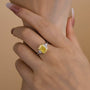 Louily Yellow Stone Radiant & Triangle Cut Three Stone Engagement Ring In Sterling Silver - louilyjewelry