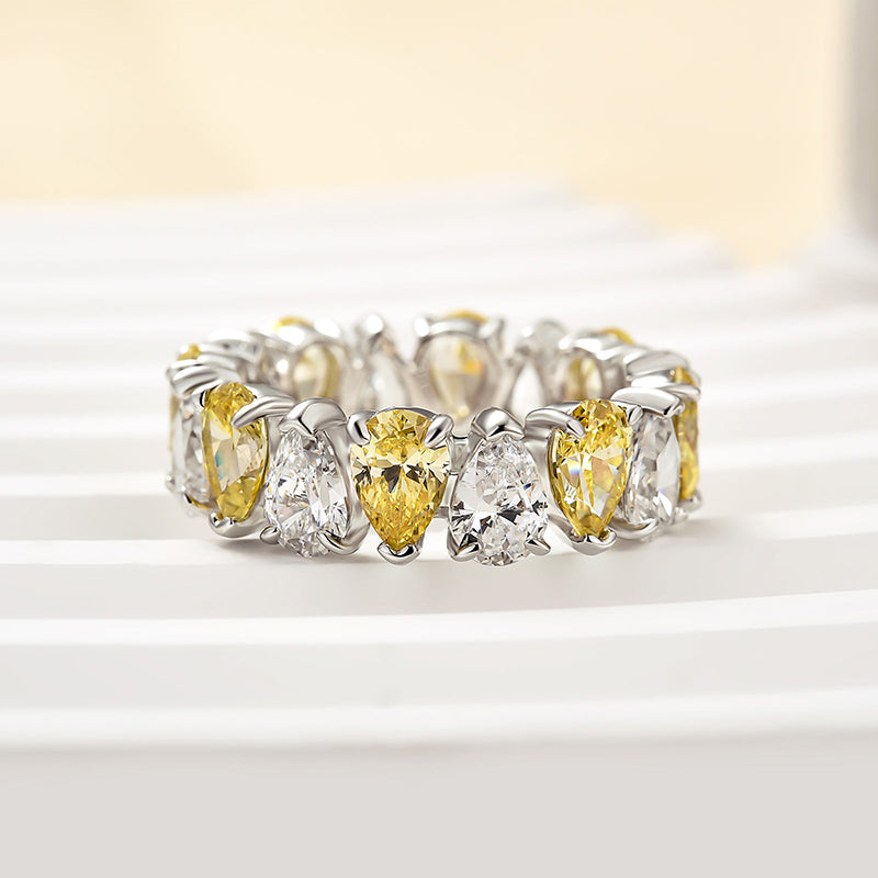 Louily Special Full Pear Cut Women's Wedding Band In Sterling Silver - louilyjewelry