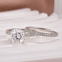 Moissanite 2.5Ct Cushion Cut White Gold Bridal Wedding Ring Set - louilyjewelry