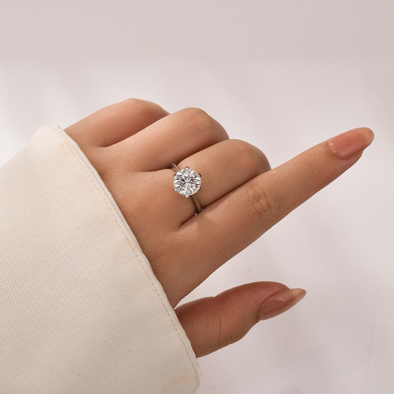 Louily Moissanite Classic 2.0~3.0 Carat Round Cut Engagement Ring