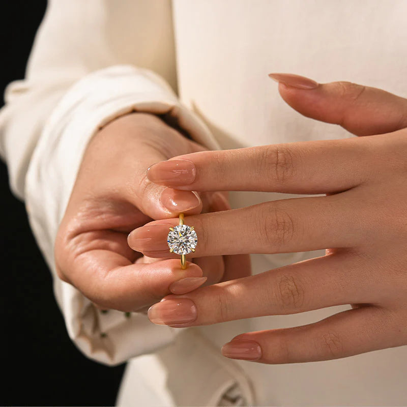 Louily Moissanite 2.0~4.0 Carat Round Cut Promise Ring