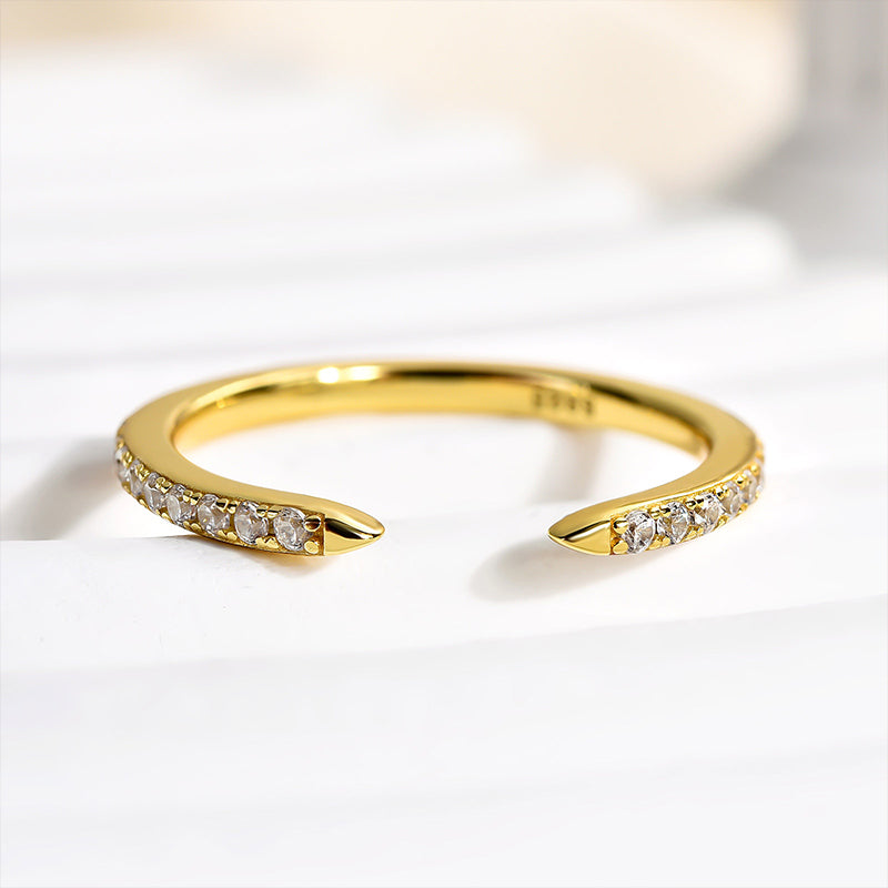 Louily Unique Yellow Gold Open Wedding Band In Sterling Silver - louilyjewelry