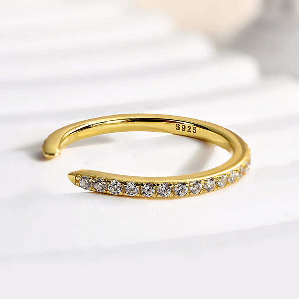 Louily Unique Yellow Gold Open Wedding Band In Sterling Silver