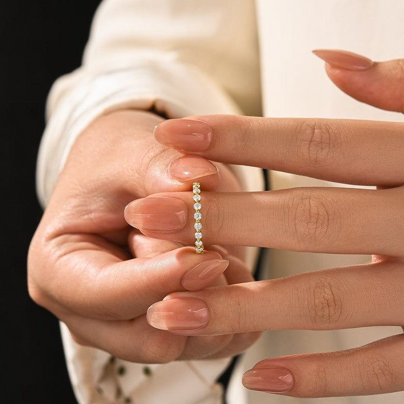 Moissanite 1.2 Ct Round Cut Yellow Gold Anniversary Ring