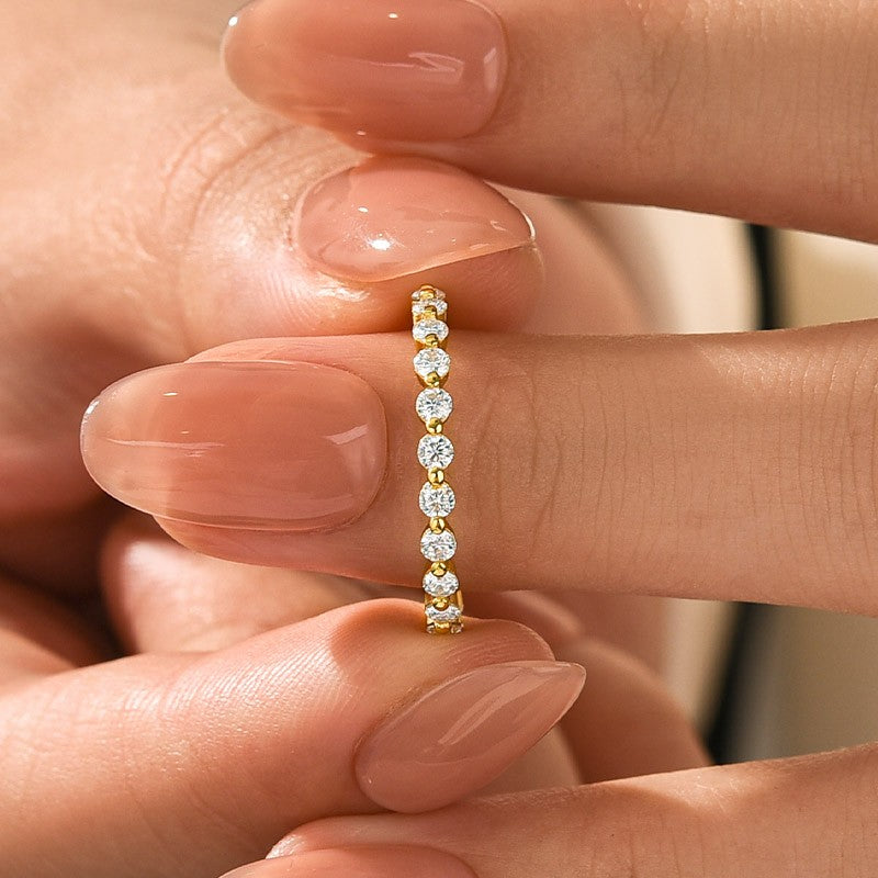 Moissanite 1.2 Ct Round Cut Yellow Gold Anniversary Ring