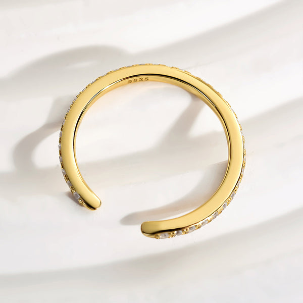 Louily Unique Yellow Gold Open Wedding Band In Sterling Silver