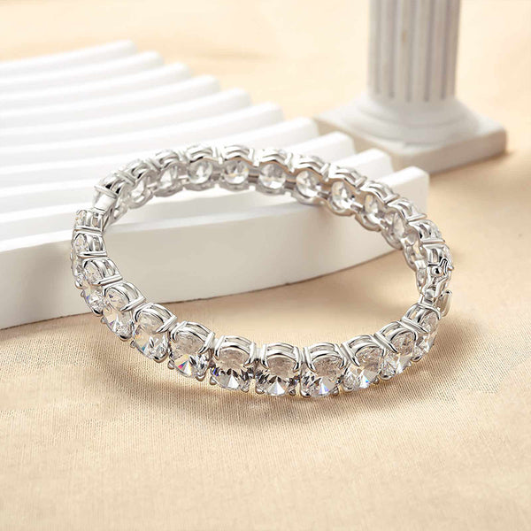 Romantic Luxurious White Oval Cut Bracelet for Women In Sterling Silver