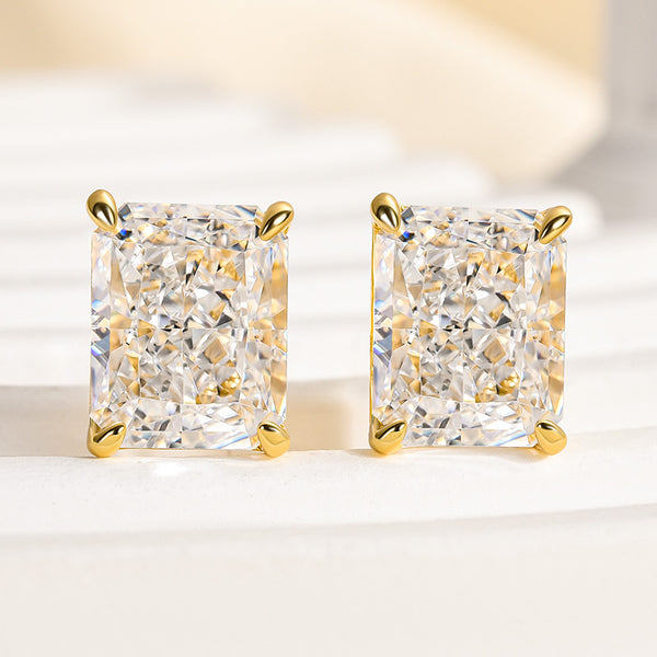 Louily Classic Radiant Cut Women's Stud Earrings In Sterling Silver