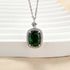 Louily Halo Emerald Green Cushion Cut Pendant Necklace - louilyjewelry