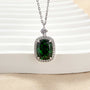 Louily Halo Emerald Green Cushion Cut Pendant Necklace - louilyjewelry