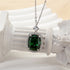Louily Halo Emerald Green Cushion Cut Pendant Necklace - louilyjewelry