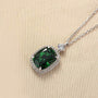 Louily Halo Emerald Green Cushion Cut Pendant Necklace - louilyjewelry