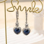 Louily Elegant Blue Stone Heart Cut Women's Earrings - louilyjewelry