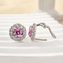 Louily Lovely Pink Stone Cushion Cut Women's Stud Earrings - louilyjewelry