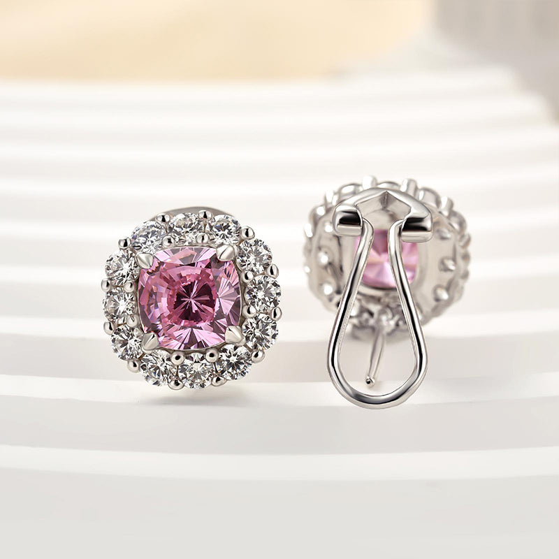 Louily Lovely Pink Stone Cushion Cut Women's Stud Earrings - louilyjewelry