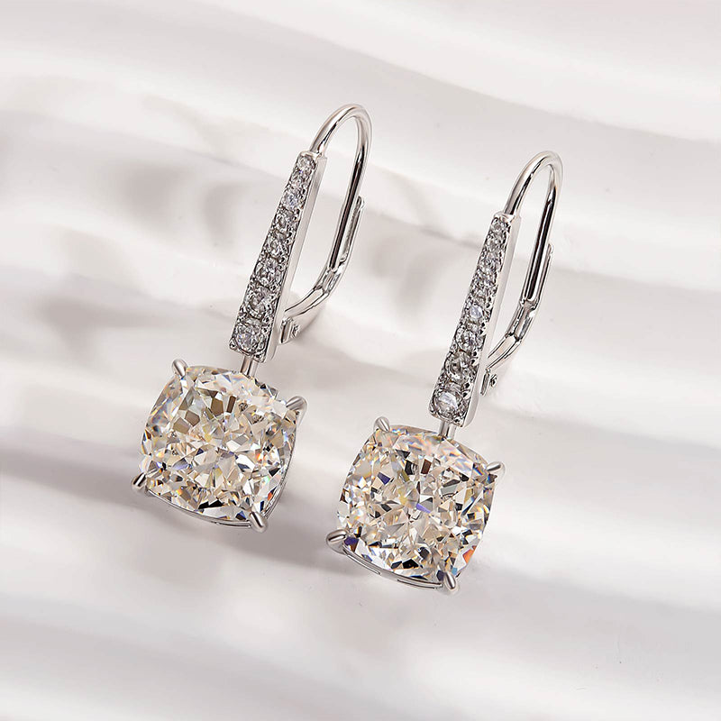 Louily Exquisite Cushion Cut Women's Earrings In Sterling Silver - louilyjewelry