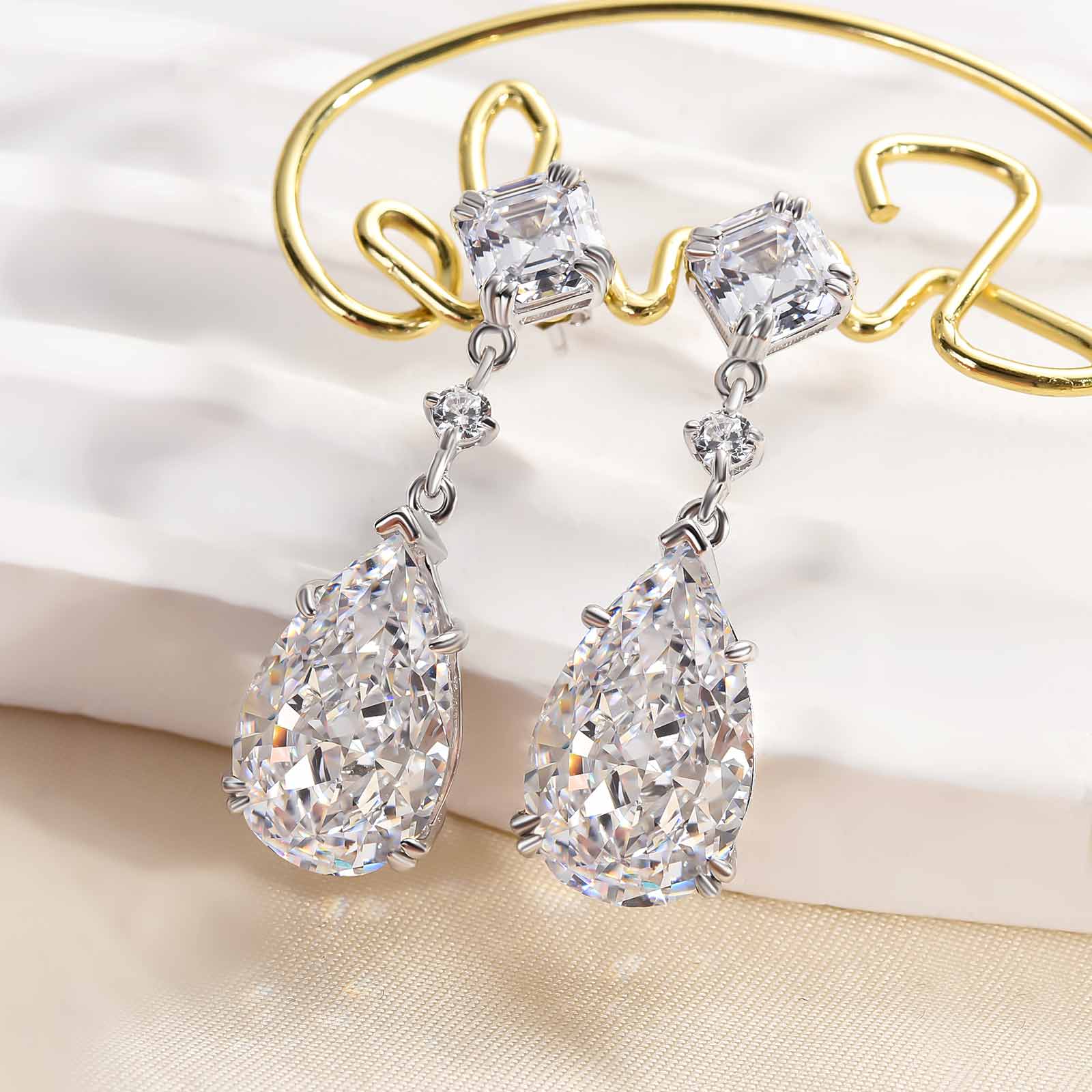 Louily Classic Pear Cut Women's Earrings In Sterling Silver - louilyjewelry