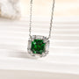 Louily Asscher Cut Green Necklace In Sterling Silver - louilyjewelry