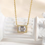 Louily Fashion Halo Design Emerald Cut Necklace In Sterling Silver - louilyjewelry
