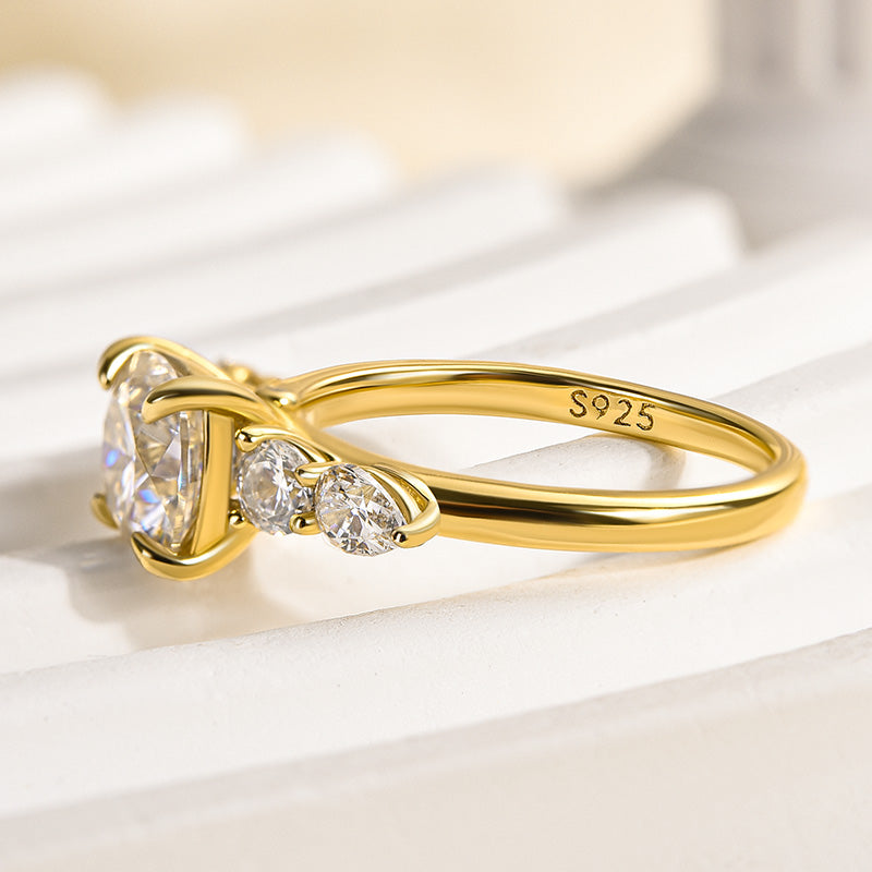 Louily Moissanite 2.0 Carat Cushion Cut Five Stone Engagement Ring - louilyjewelry