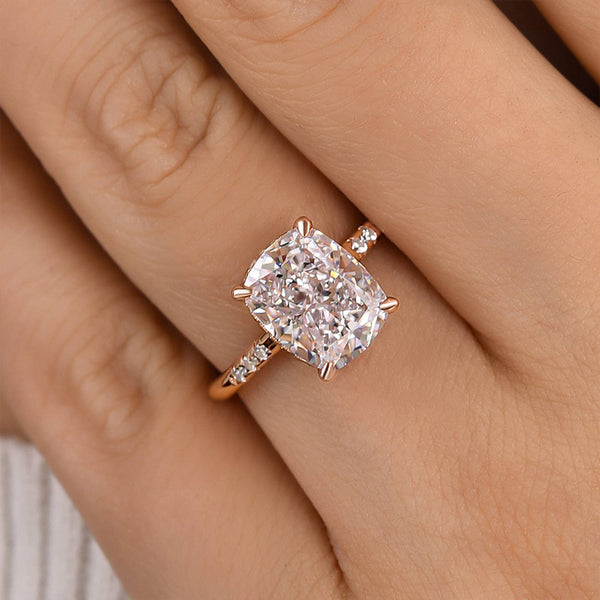 Louily Lovely Rose Gold Cushion Cut Engagement Ring