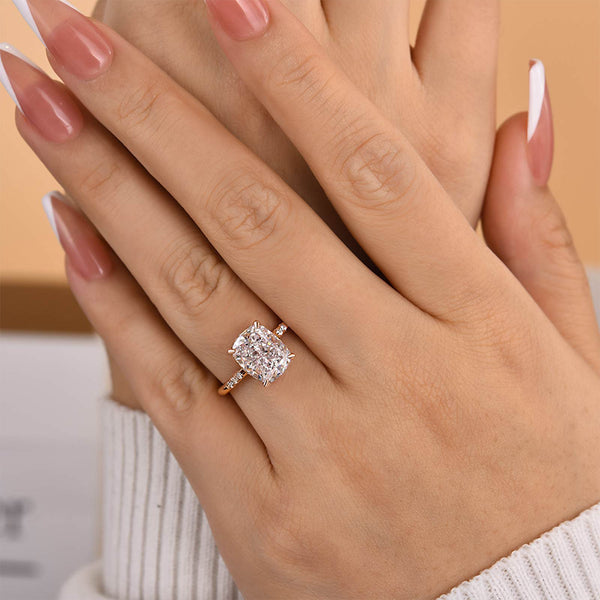 Louily Lovely Rose Gold Cushion Cut Engagement Ring