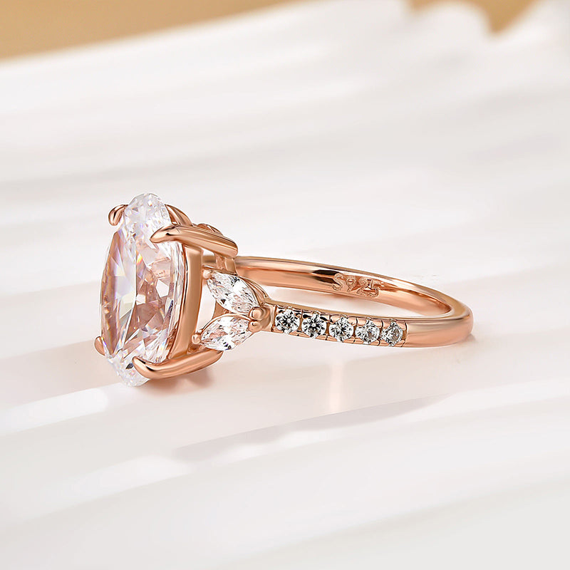 Louily Sparkle Five Stone Yellow Gold Oval Cut Engagement Ring In Sterling Silver - louilyjewelry