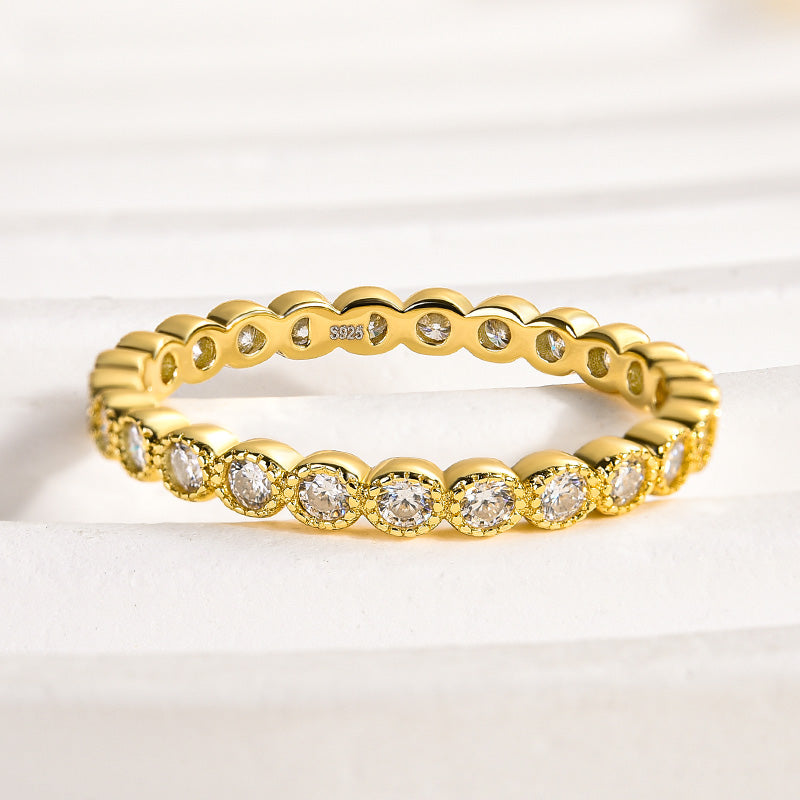 Louily Moissanite 0.5 Ct Round Cut Pave Wedding Band - louilyjewelry