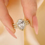 Louily 3PC Classic Halo Pear Cut Wedding Ring Set With Eternity Wedding Bands - louilyjewelry
