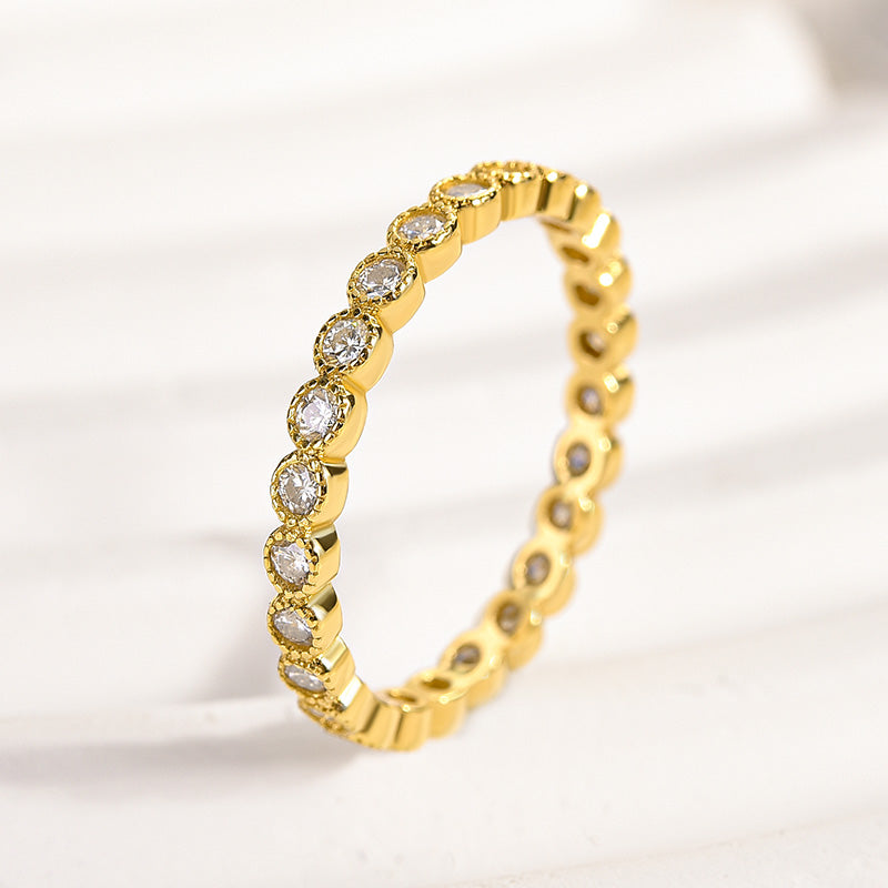 Louily Moissanite 0.5 Ct Round Cut Pave Wedding Band - louilyjewelry