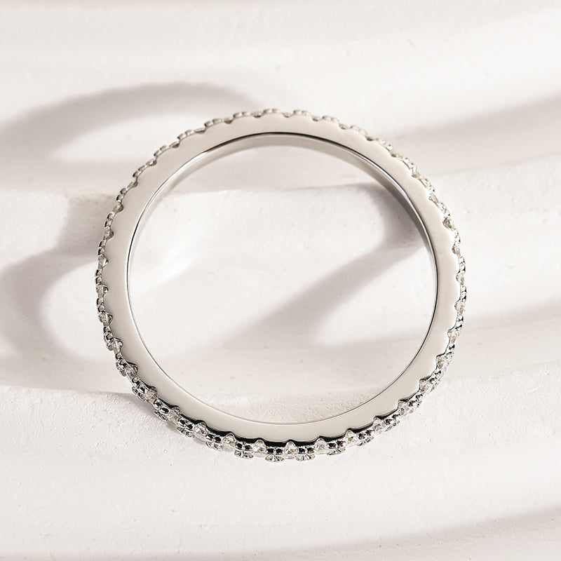 Louily Moissanite 0.5 Ct Full Eternity Thin Wedding Band For Women - louilyjewelry