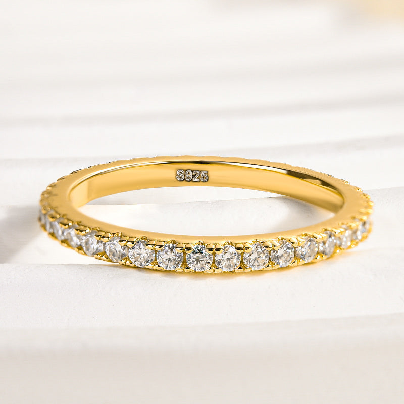 Louily Moissanite 0.5 Ct Full Eternity Thin Wedding Band For Women - louilyjewelry