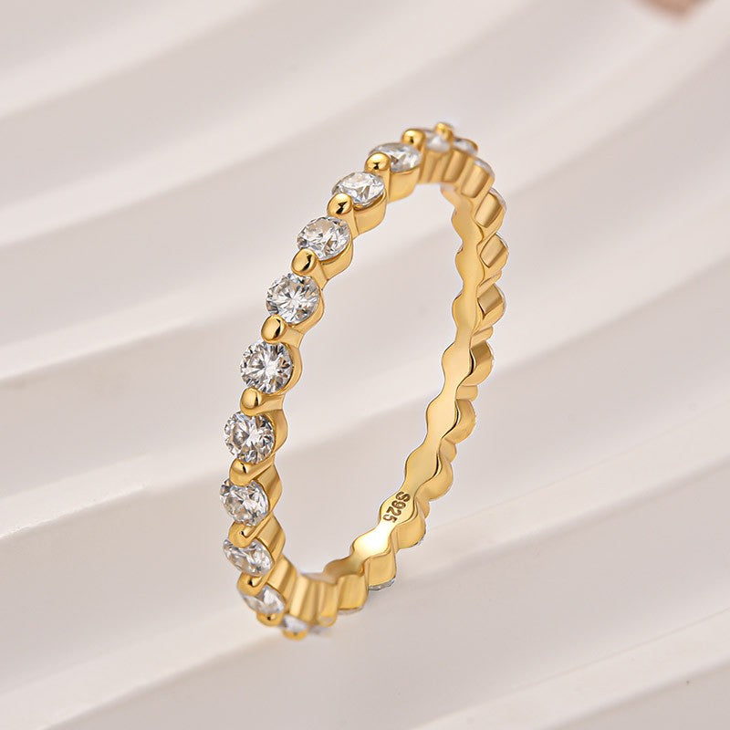 Moissanite 1.2 Ct Round Cut Yellow Gold Anniversary Ring