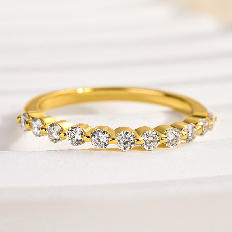 Louily Moissanite Round Cut Half Eternity Thin Women's Wedding Band - louilyjewelry