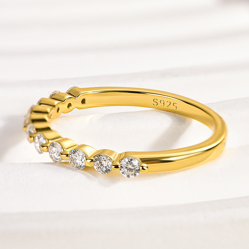 Louily Moissanite Round Cut Half Eternity Thin Women's Wedding Band - louilyjewelry