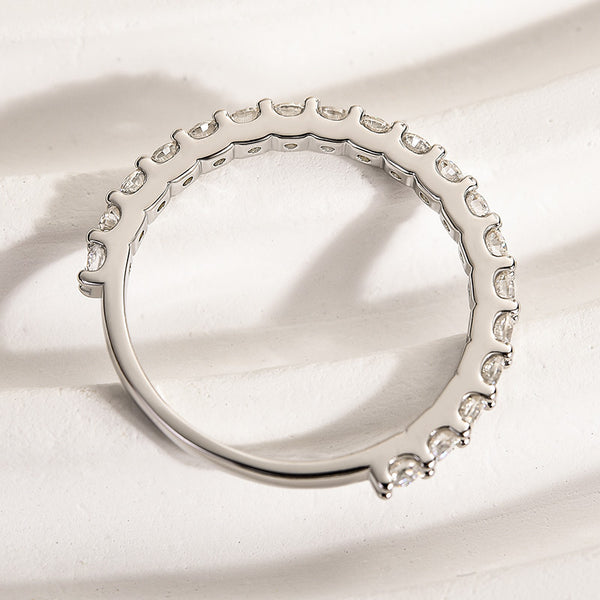 Louily Elegant Round Cut Eternity Wedding Band In Sterling Silver